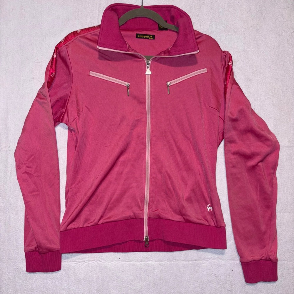 Le Coq Sportif Track Jacket Full Zip Pink Athletic Sportswear Women XL vintage